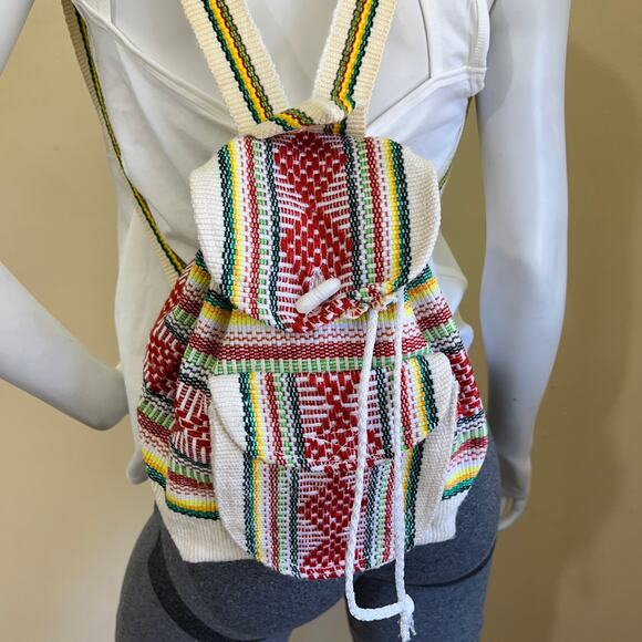 Pinzon Backpack Bag Mexican Artesanias Red, Yellow (Multicolor) Boho - Picture 1 of 10
